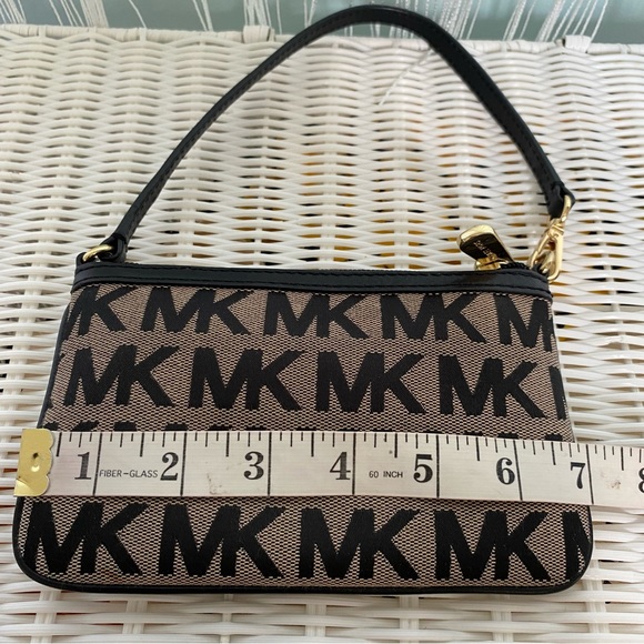 Michael Kors Black and Beige MK Monogram Wristlet Pouch - Picture 17 of 17